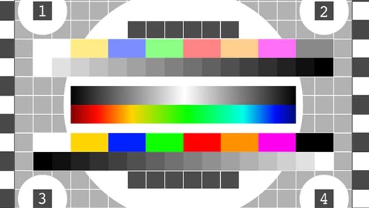 black, white and colour swatch for television calibration